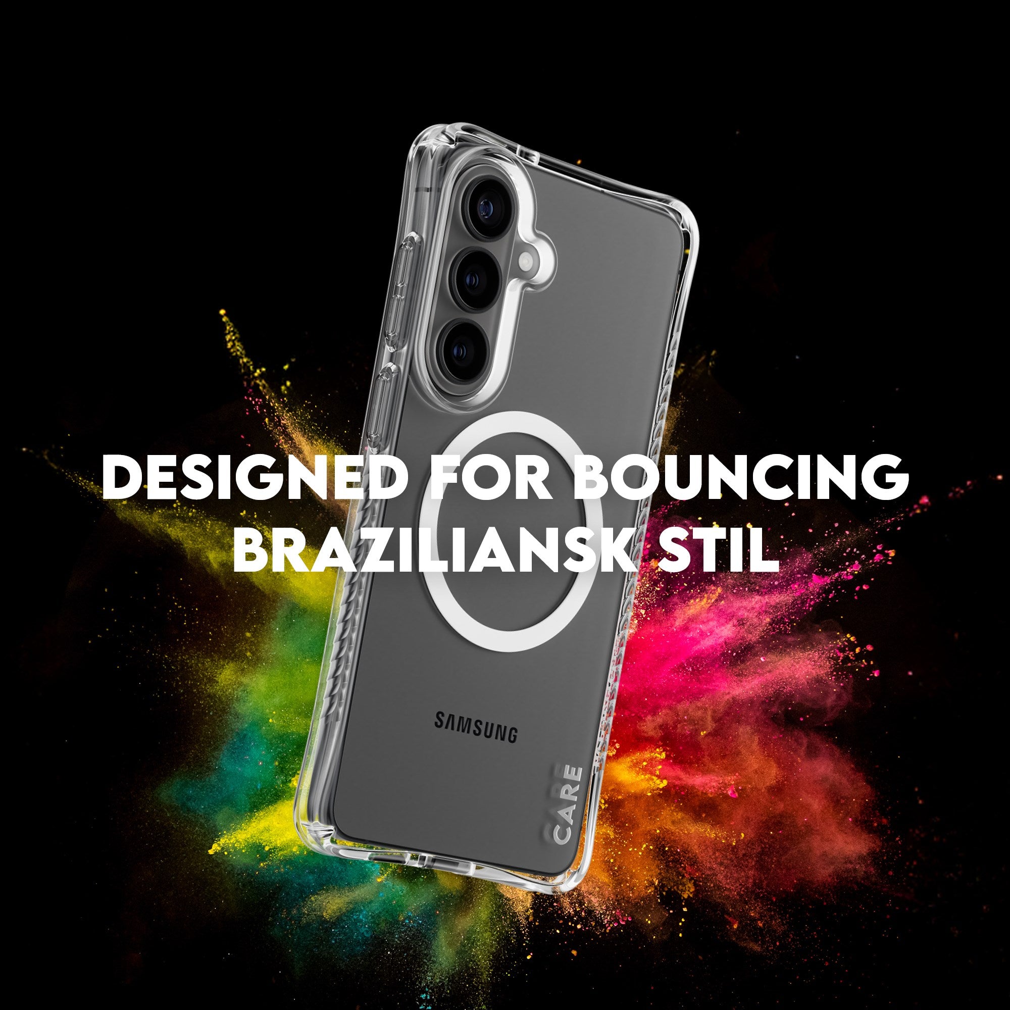 CARE™ by PanzerGlass® Samba Case Transparant m. Hvid Qi Samsung Galaxy S26